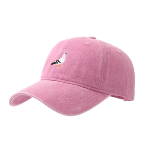 Berretto da baseball in cotone lavato rosa con ricamo a piccione per moda sportiva
