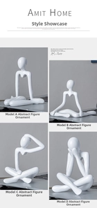Detailed views of four styles of white abstract minimalist human figurines for modern decor