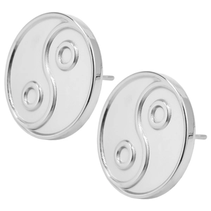 Polished 304 stainless steel stud earrings with classic yin yang pattern details