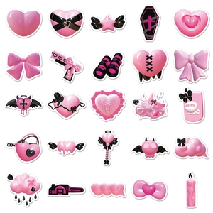 Autocollants 3D en résine style gothique Y2K rose et noir pour coques de téléphone