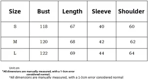 Detailed size chart for oversized printed sweatshirt with bust and length measurements