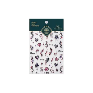 Dark gothic 3D relief nail art stickers with heart spider and thorn motifs model M-642