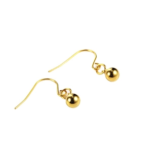 Minimalist 18K gold ball drop earrings with polished spherical pendants and hook design