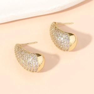 Teardrop Stud Earrings Copper Micro Pave Cubic Zirconia Elegant Luxury Jewelry Women 925 Sterling Silver Earring Post