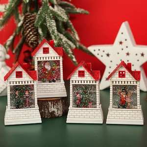Lighted Christmas snow globe house decor with Santa and nutcracker figures