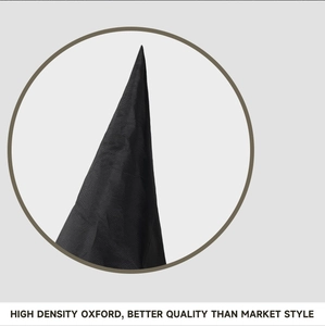 Close-up of high density black Oxford fabric texture on a conical Halloween witch hat