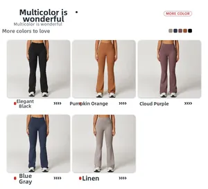 Detailed comparison of high-waist flared yoga pants in five sophisticated matte colors