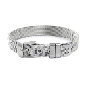 Adjustable 10mm silver stainless steel mesh bracelet with buckle for men and women