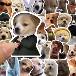 50 high-quality funny dog stickers featuring Corgi and Husky in creative costumes