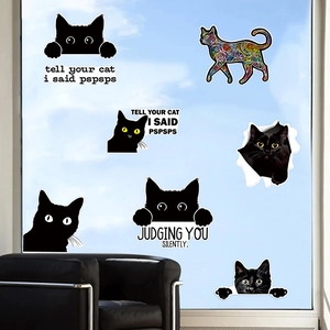 Funny Peeking Black Cat Stickers PVC Waterproof Decorative Decals For Car Truck Laptop Water Bottle Luggage Wall Home