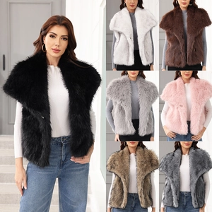 Damen Kunstfell Weste Plüsch Kunstpelz Ärmellose Jacke Großer Revers Elegant Herbst Winter Streetwear Oberbekleidung