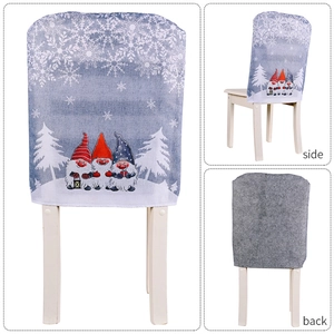 Detailed views of Christmas gnome chair cover showing side and back angles on gray felt