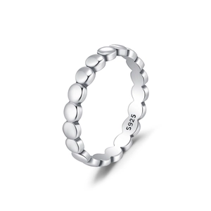 Minimalist S925 sterling silver beaded ring featuring a retro polished finish for women