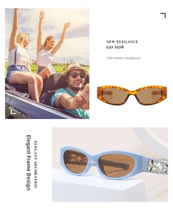 Detail view of Y2K cat-eye sunglasses with star-shaped silver metal hollow decor