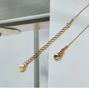 Detail of 18K gold-plated titanium steel necklace with lobster clasp and extender chain