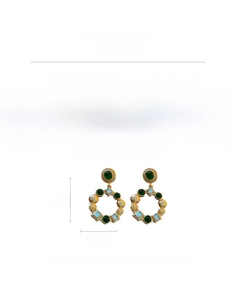 Detail view of vintage gold-tone earrings showing 6cm height and 24.6g weight metrics