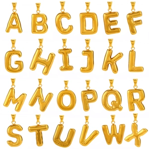 Golden balloon style A-Z alphabet pendant set in stainless steel for DIY jewelry