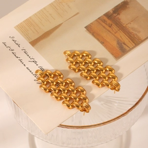 Boucles d'oreilles en acier inoxydable plaqué or 18 carats style bracelet de montre