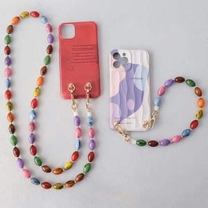 Chaîne de téléphone en perles acryliques colorées et bandoulière élégante de sac