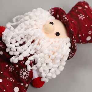Christmas Santa Claus gift bag with plush texture and knitted fabric for holiday candy