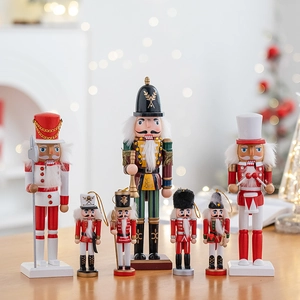 Classic wooden Nutcracker soldier ornaments in various sizes for Christmas home decor