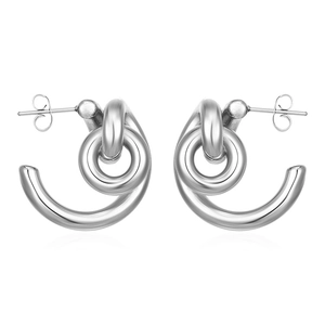 Boucles d'oreilles créoles nouées en acier inoxydable pour femme fini argenté