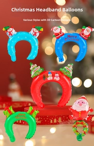 Detailed view of colorful Christmas foil balloons with Santa and snowman character designs