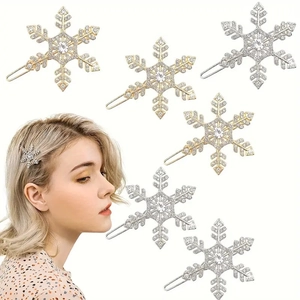 Snowflake Hair Clip Alloy Rhinestone Elegant Christmas Winter Side Barrettes Fashion Accessories For Women Girls Luxury