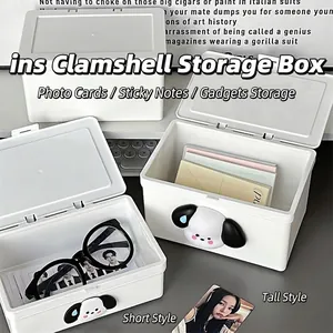 Minimalistische weiße Aufbewahrungsbox mit Klappdeckel und Cartoon-Hund-Dekor in zwei Größen