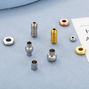 Polished 18K gold and silver stainless steel spacer beads and DIY jewelry findings