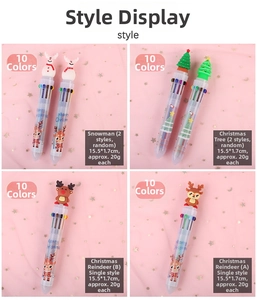 Christmas 10-color ballpoint pen with cartoon reindeer and snowman decorative toppers