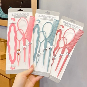 3-piece hair styling set with tail comb, loop tool and braider for girls and women