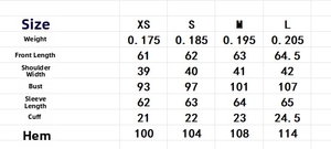 Detailed size chart for French style embroidered blouse with collar and pleated sleeves