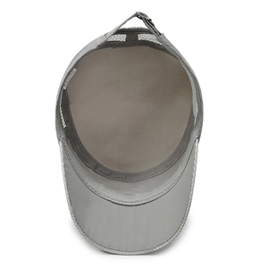 Breathable grey mesh duckbill sun hat with flat top and adjustable metal buckle for men