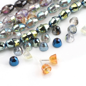 8mm faceted glass bell pendants for DIY jewelry making in various gradient colors