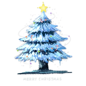 Blue snowy Christmas tree window sticker with Merry Christmas text for festive home decoration