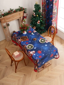 Christmas tablecloth featuring festive patterns in a cozy dining room holiday setting