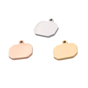 Polished titanium steel square pendants in silver, rose gold and gold finish for DIY