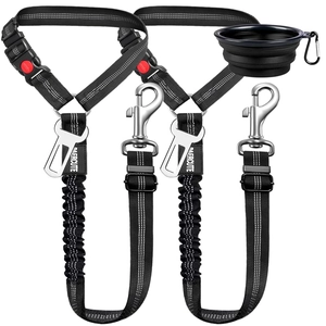 Ceinture Sécurité Chien Nylon Réfléchissant Tampon Élastique Bungee Laisse Sécurité Voiture Réglable Accessoire Voyage Pivotant