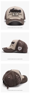 Detailed views of vintage baseball cap with Hawaii embroidery and distressed brim details