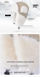 Détail du chapeau trappeur kaki avec protège-oreilles de 12cm et doublure en peluche