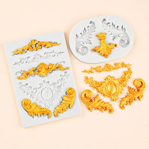 Baroque style rope relief silicone cake lace mold for fondant and chocolate baking