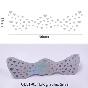 Laser silver waterproof heart freckle face tattoo sticker 156mm x 48mm detail view