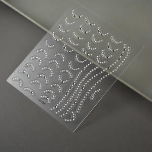 Adesivi per unghie 5D minimalisti con perle e strass di cristallo design Co-184