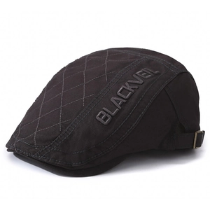 Schwarze Schiebermütze mit Steppmuster und BLACKVEIL 3D-Stickerei für Herren/Damen