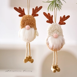 Lot de nains de Noël rennes en peluche avec bois rouges et bottes dorées festives