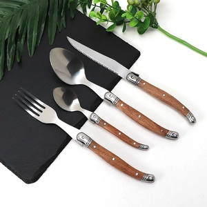 Steak Knife Fork Spoon Tea Spoon Dinnerware Rosewood Handle Stainless Steel Mirror Polished Vintage Classic Style