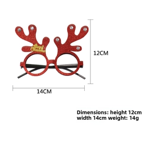 Montatura occhiali natalizi con corna di renna rosse glitterate e scritta Merry Christmas
