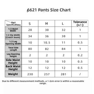 Größentabelle für nahtlose Yoga-Leggings mit hohen Bund in den Größen S, M und L