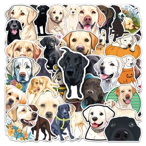 Collage of Labrador dog stickers in various poses including black, yellow, and chocolate colors